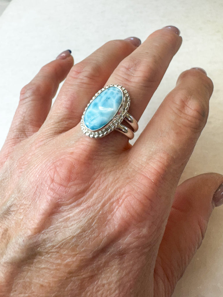 Larimar Oval Statement ring