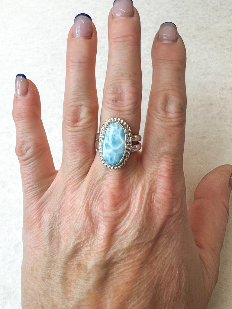 Larimar Oval Statement ring