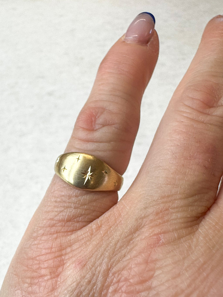 14k Gold Starburst Pinky Ring