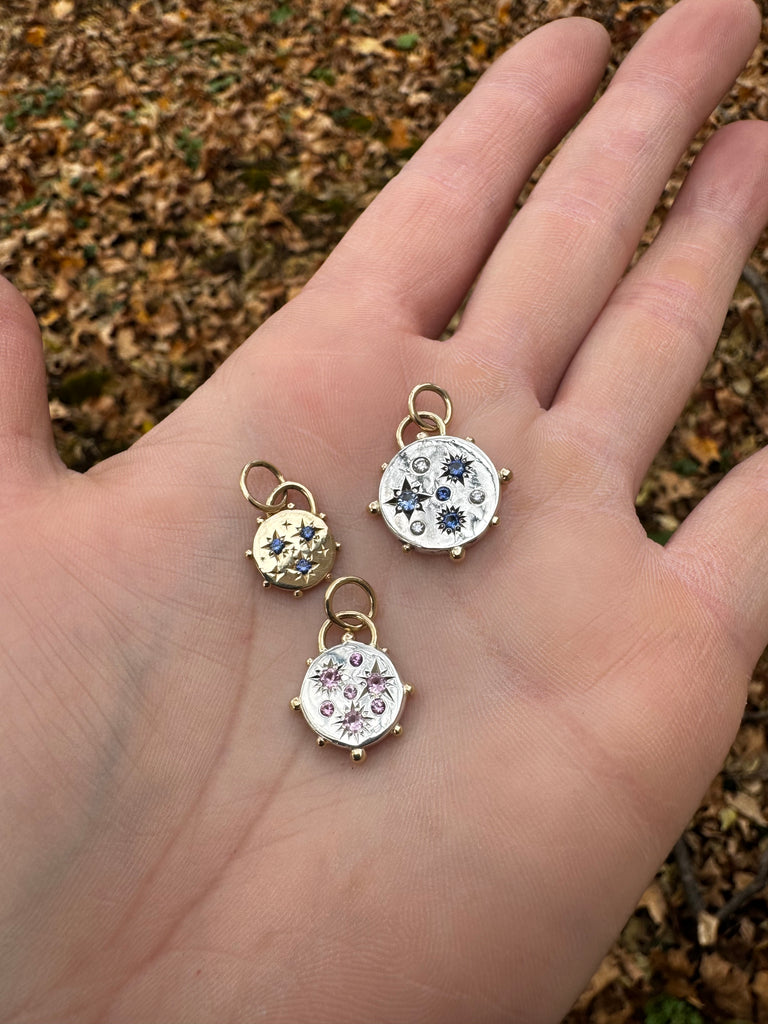 14k Blue Sapphire Celestial pendant