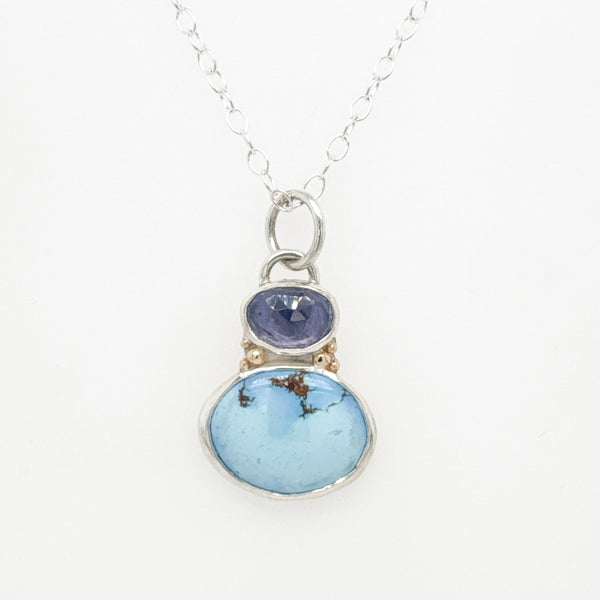 Tanzanite and Turquoise Duo Necklace
