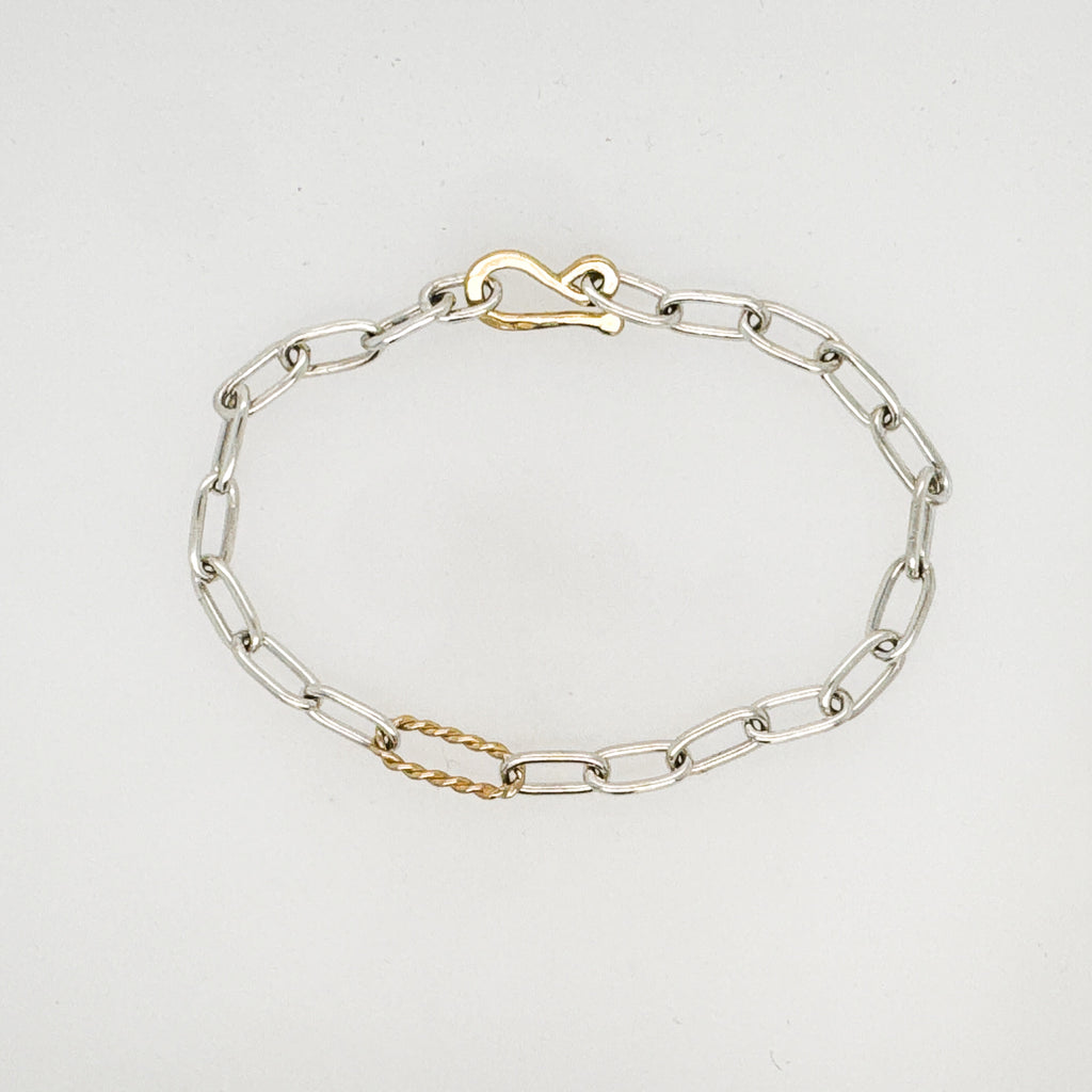 Mixed Sterling and 14k Paperclip Link