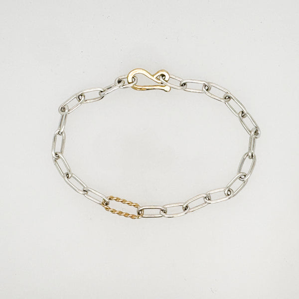 Mixed Sterling and 14k Paperclip Link