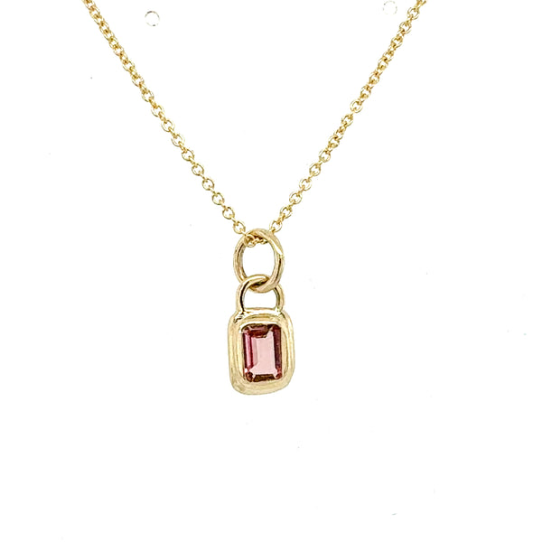 Pink Tourmaline Emerald Cut Step Pendant