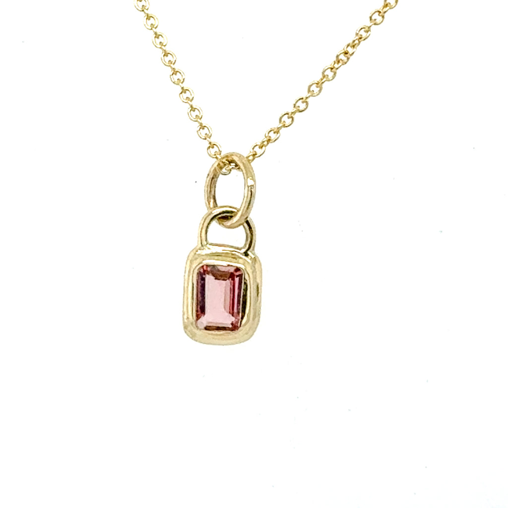 Pink Tourmaline Emerald Cut Step Pendant