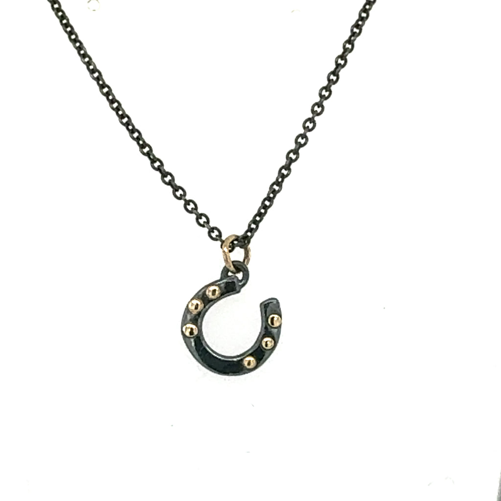 Black and Gold Horseshoe Necklace
