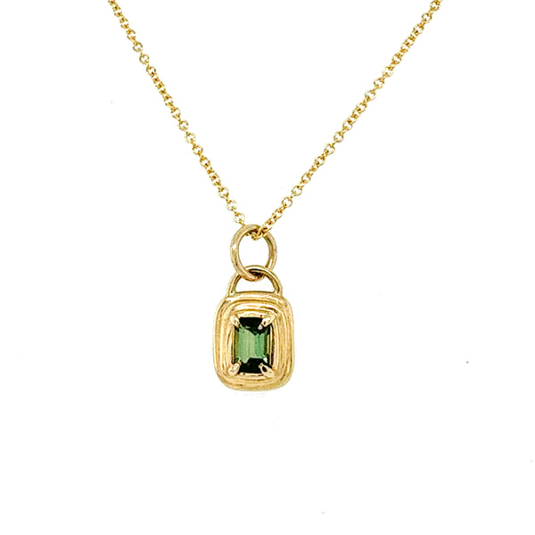 Green Tourmaline Emerald Cut Step Pendant