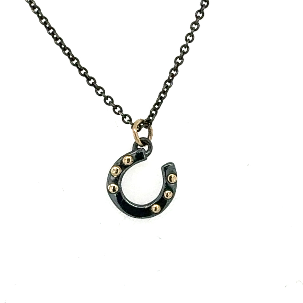 Black and Gold Horseshoe Necklace