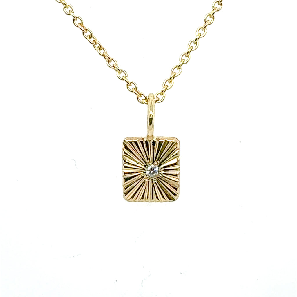 14k gold Diamond sun beam tag