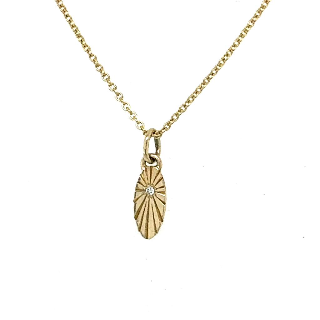 Small Oval Diamond sun beam tag