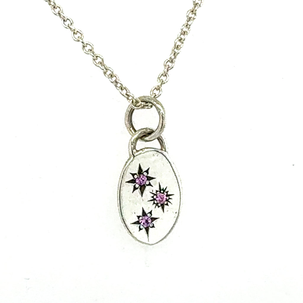 Pink Sapphire Oval Tag Pendant