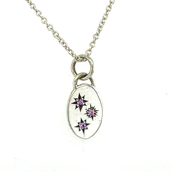 Pink Sapphire Oval Tag Pendant