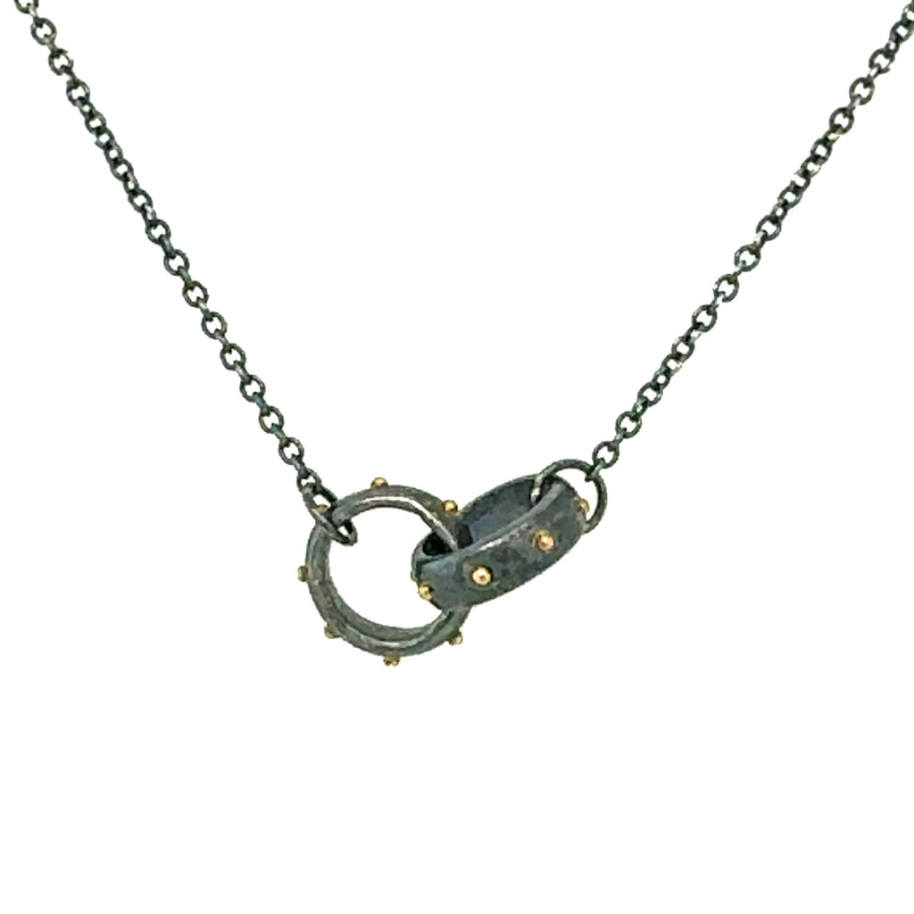 Black and Gold dot linked necklace