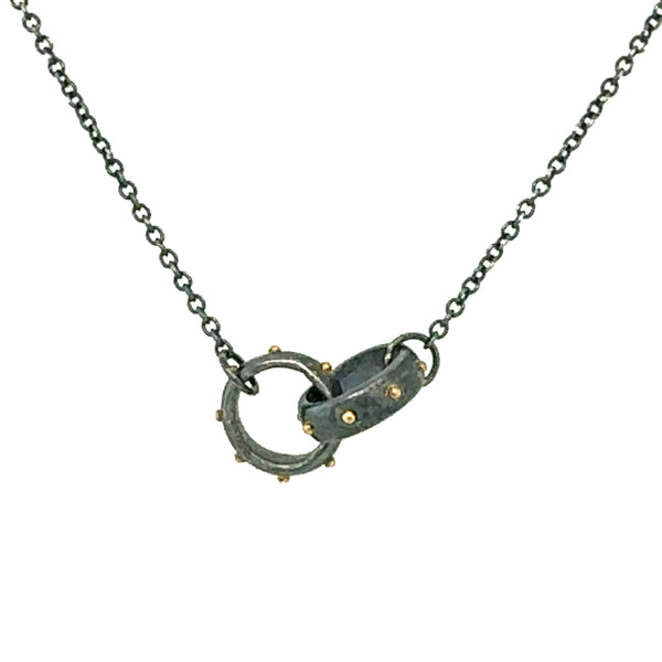 Black and Gold dot linked necklace