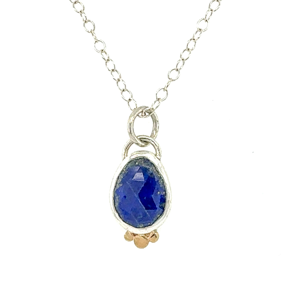 Oval Rose Cut Lapis Necklace
