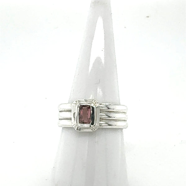 Pink Tourmaline Emerald Cut Band
