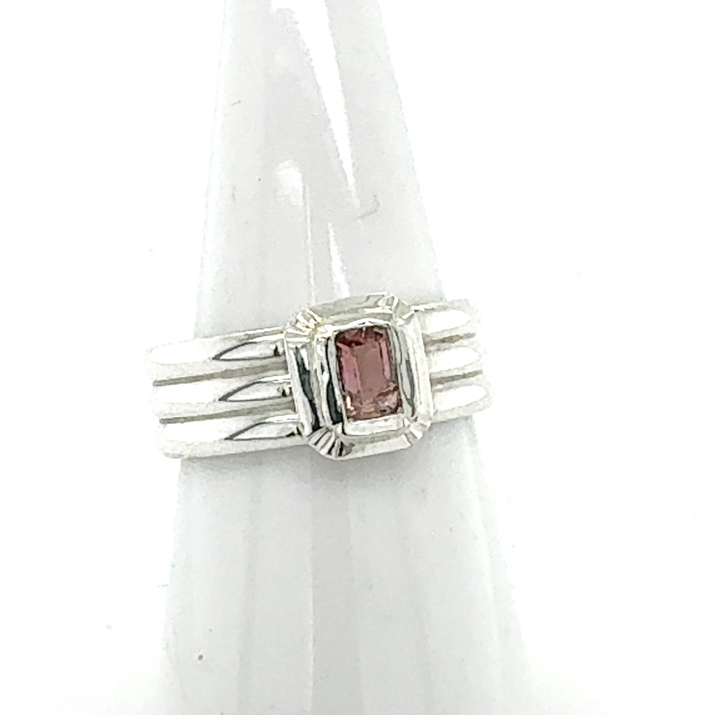 Pink Tourmaline Emerald Cut Band