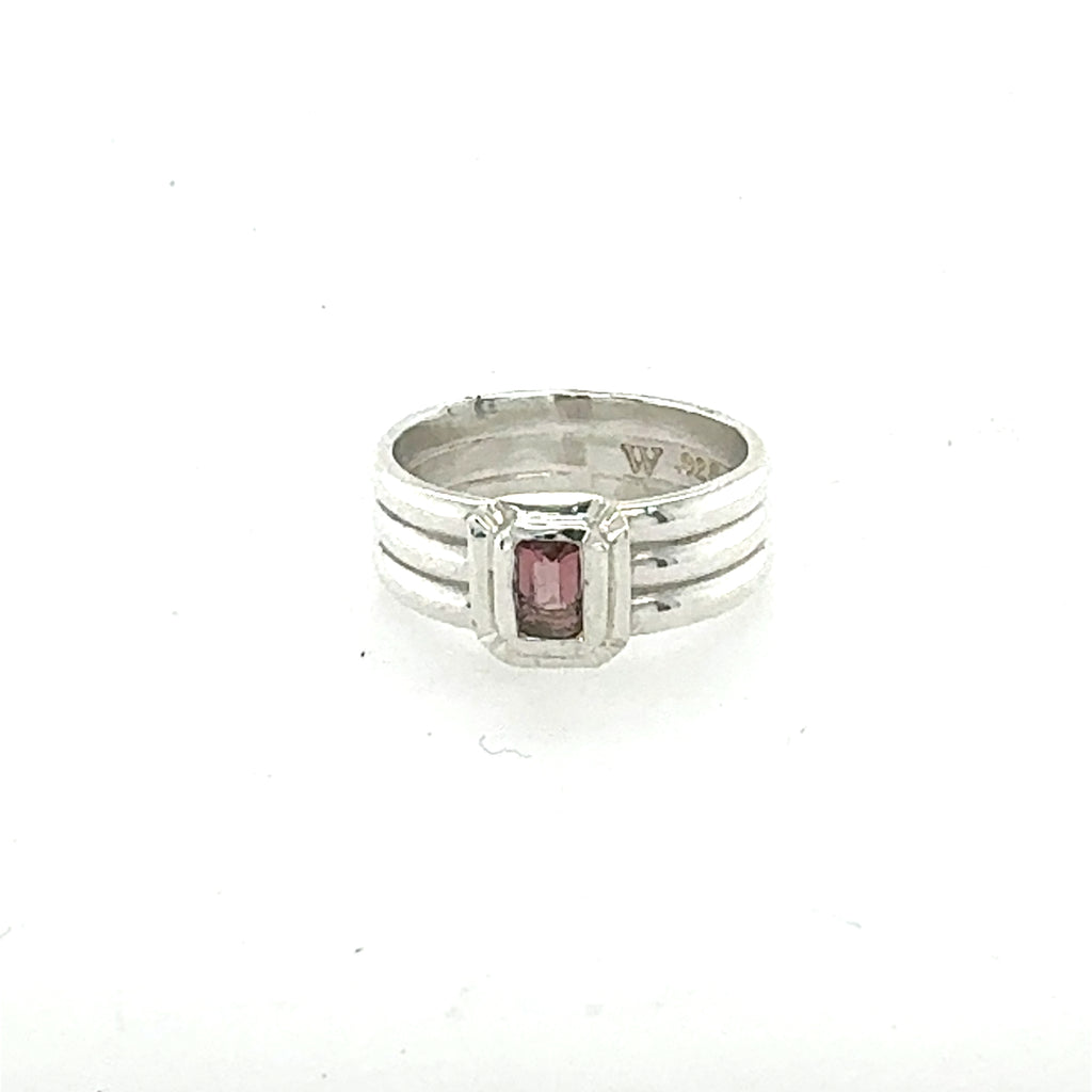 Pink Tourmaline Emerald Cut Band