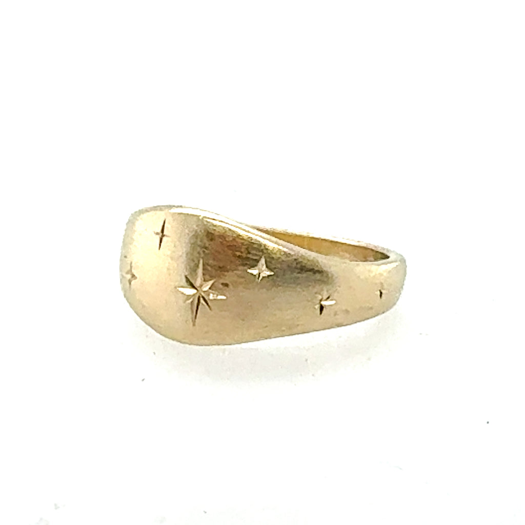 14k Gold Starburst Pinky Ring