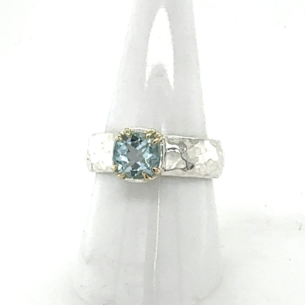 Aquamarine Cushion Cut Ring
