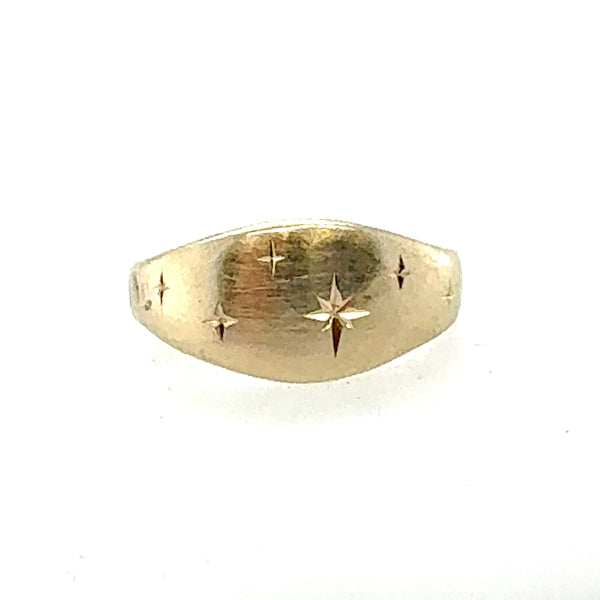 14k Gold Starburst Pinky Ring