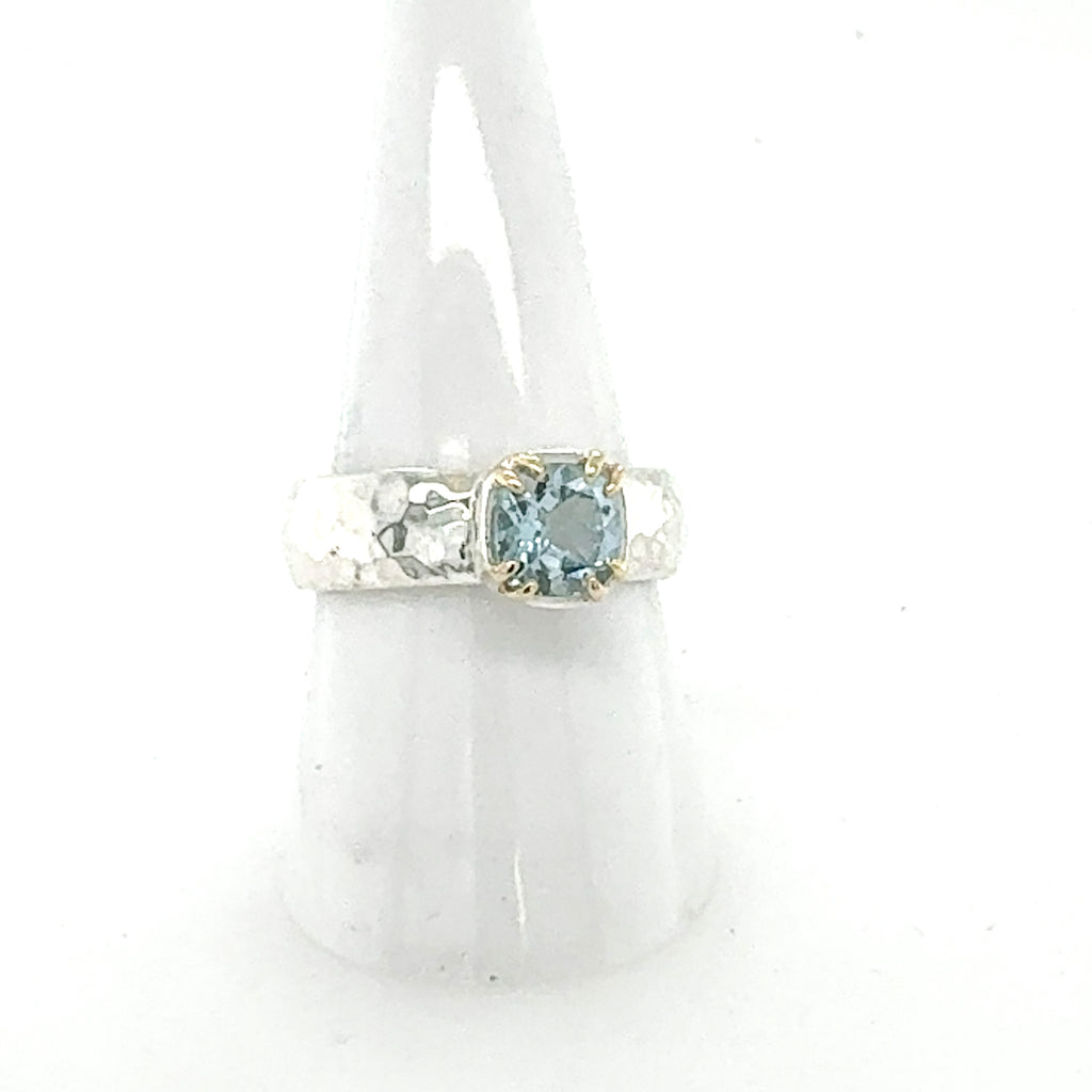 Aquamarine Cushion Cut Ring