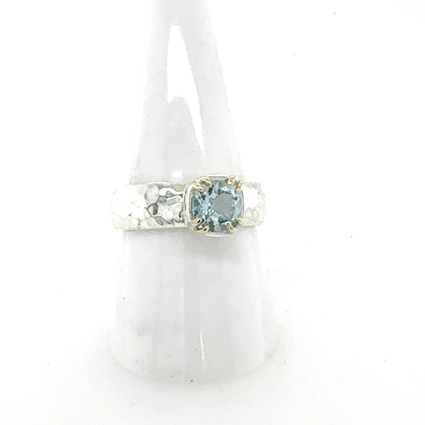 Aquamarine Cushion Cut Ring