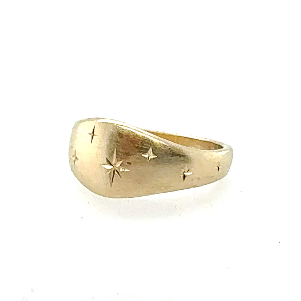 14k Gold Starburst Pinky Ring