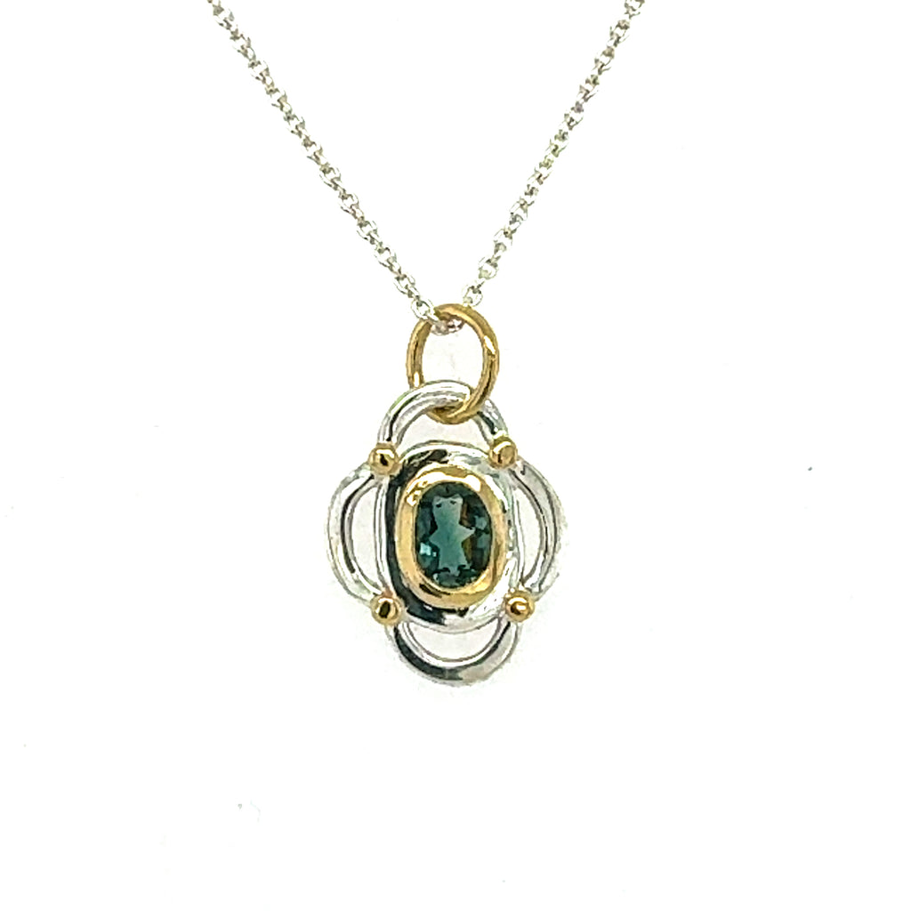 Green Sapphire Clover Necklace