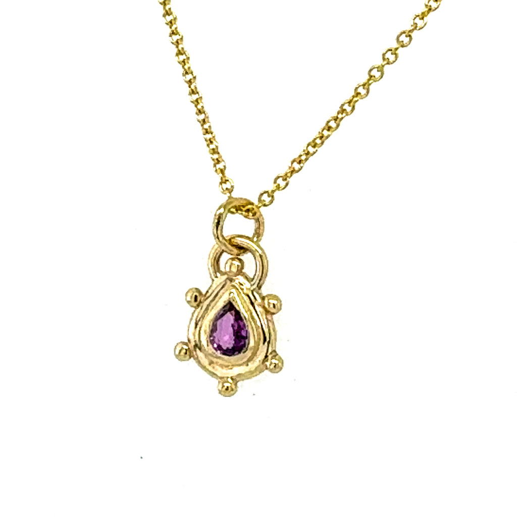 Pink/Purple Sapphire Pear Pendant