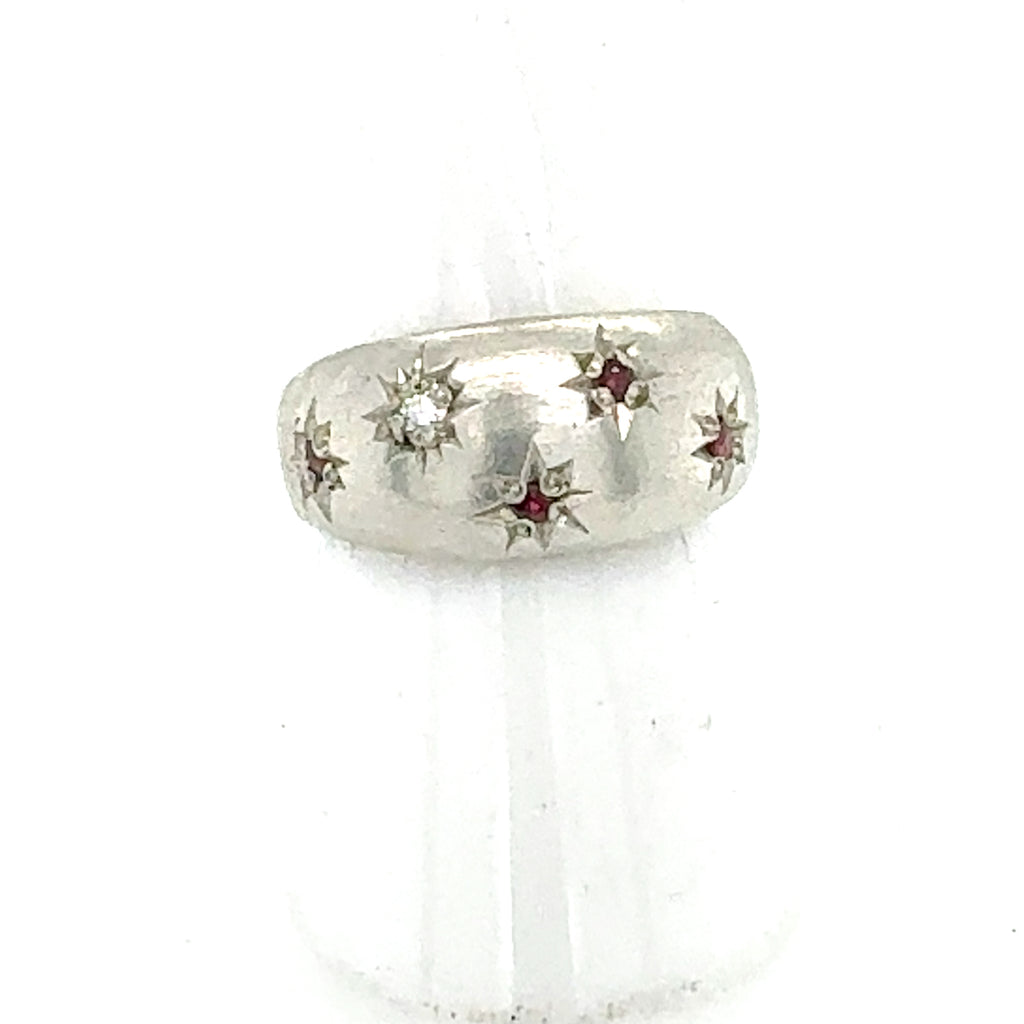 Ruby and Diamond Dome Star Ring