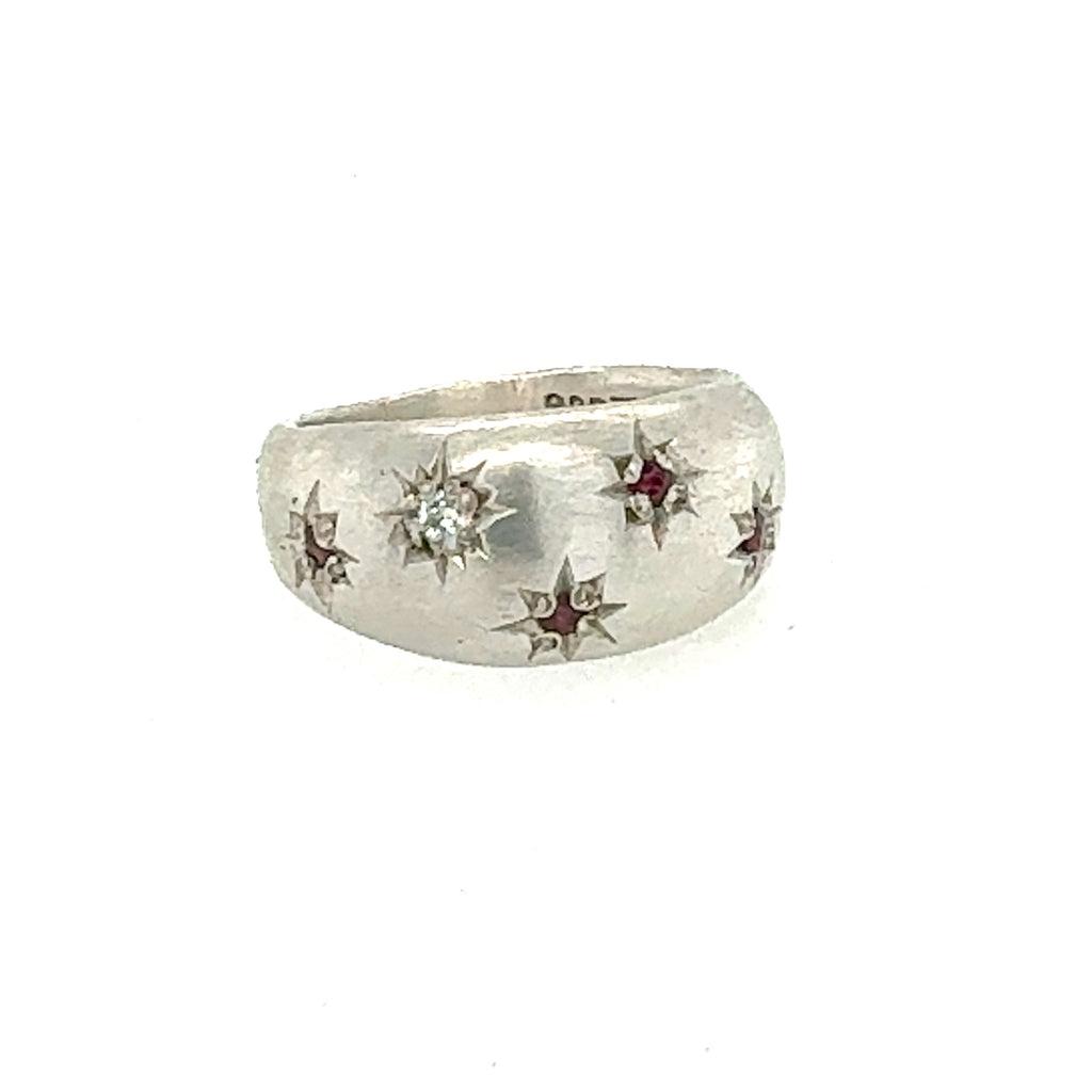 Ruby and Diamond Dome Star Ring