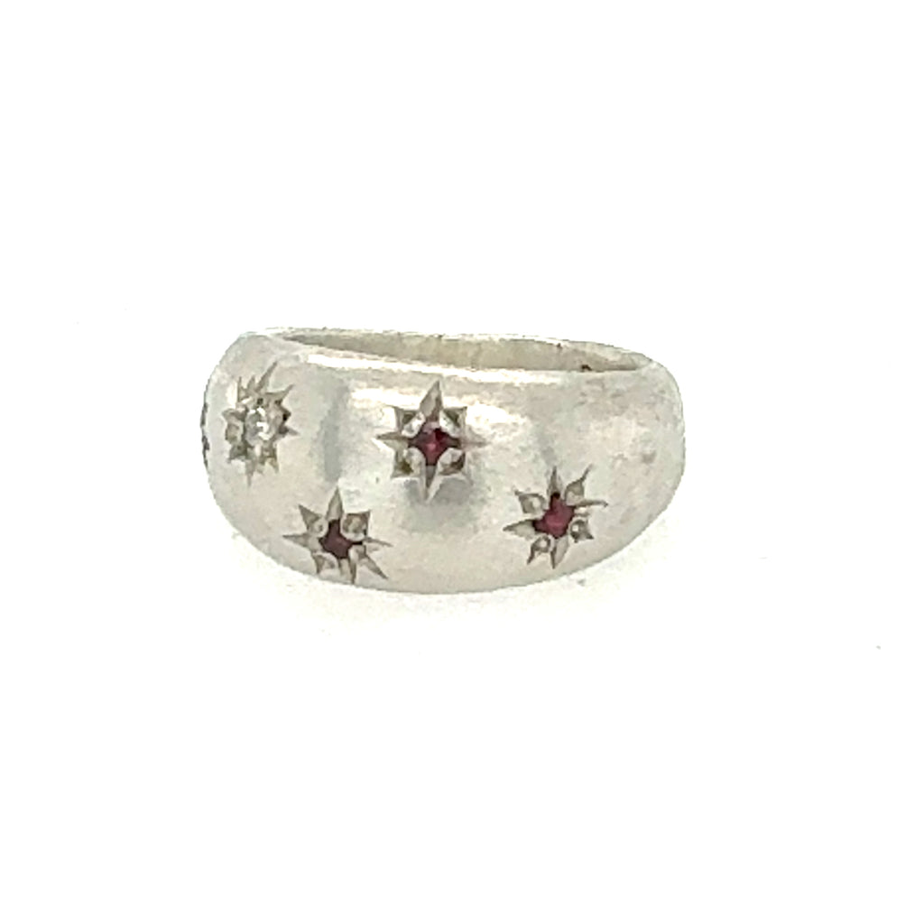 Ruby and Diamond Dome Star Ring