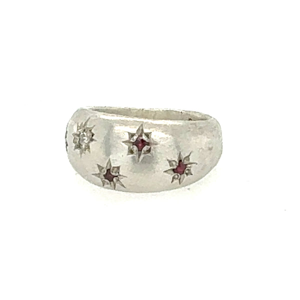 Ruby and Diamond Dome Star Ring