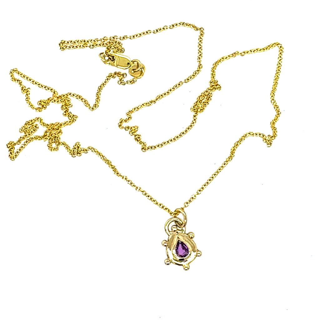 Pink/Purple Sapphire Pear Pendant