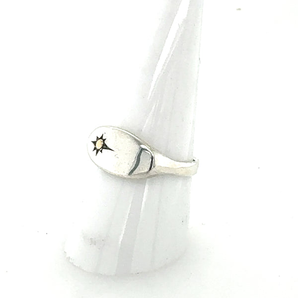 Elongated Oval Gold Star Signet