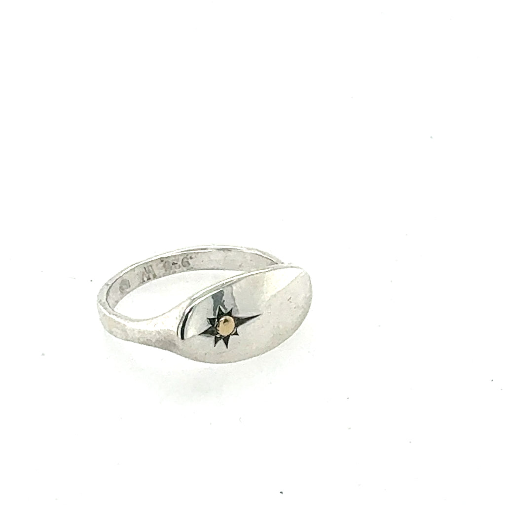 Elongated Oval Gold Star Signet