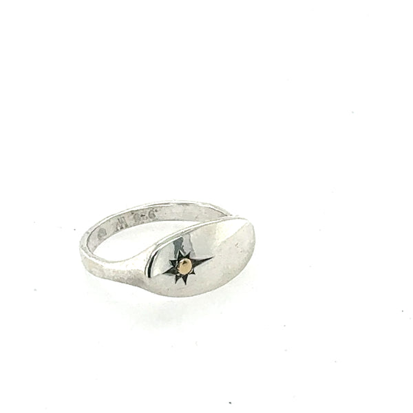 Elongated Oval Gold Star Signet
