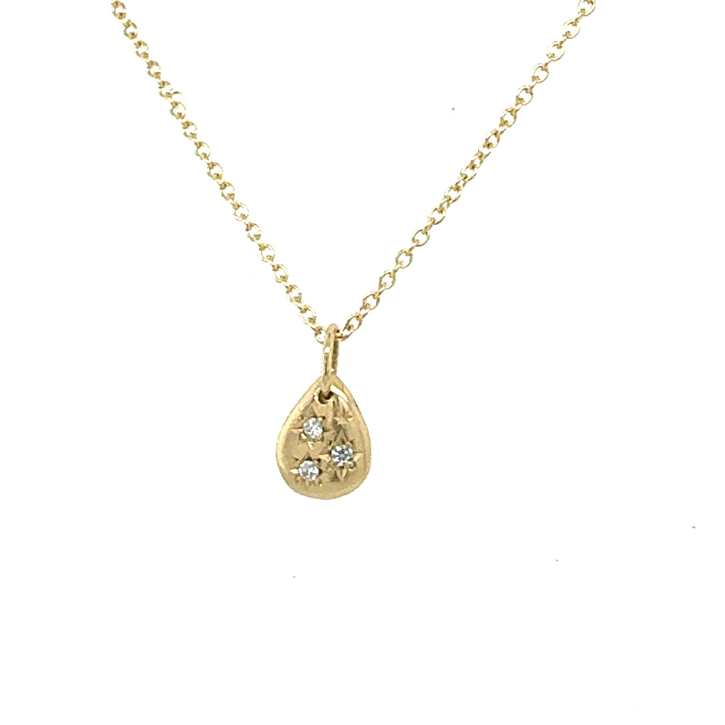 14k Starburst Teardrop Pendant