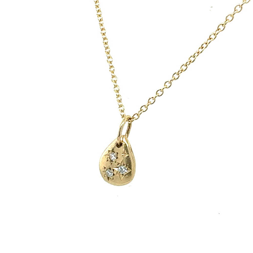 14k Starburst Teardrop Pendant