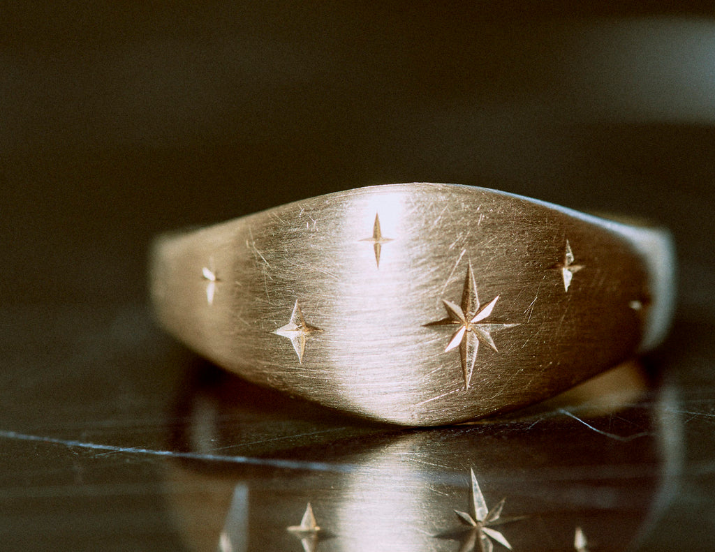 14k Gold Starburst Pinky Ring