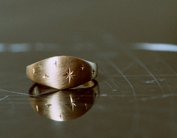 14k Gold Starburst Pinky Ring