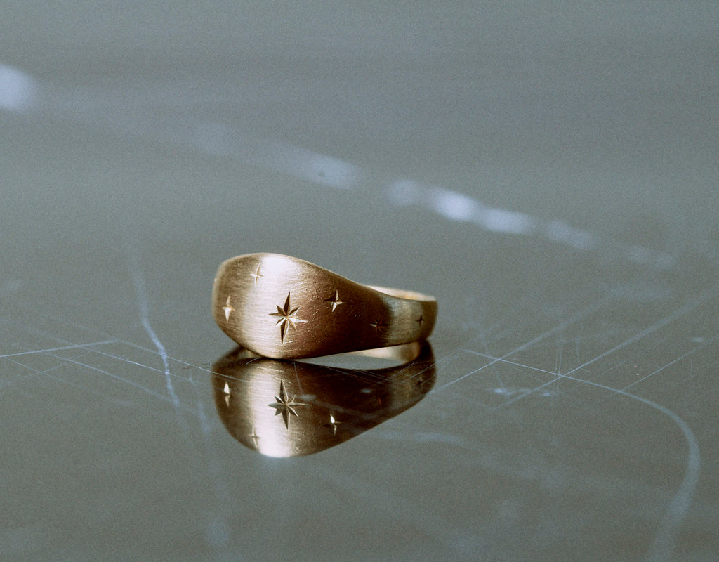 14k Gold Starburst Pinky Ring