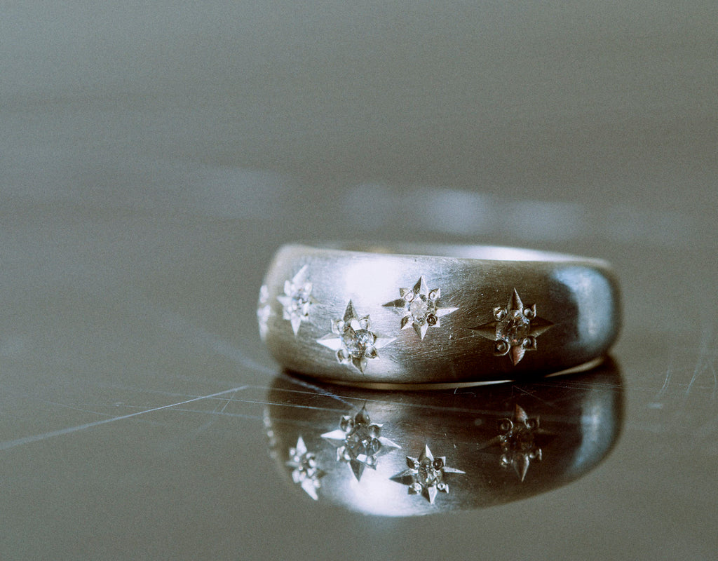 Diamond Celestial Starburst Dome Ring