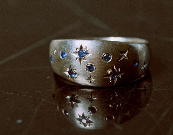 Blue Sapphire Celestial Dome Ring