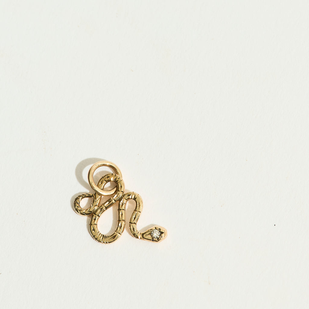 14k Diamond Engraved Snake