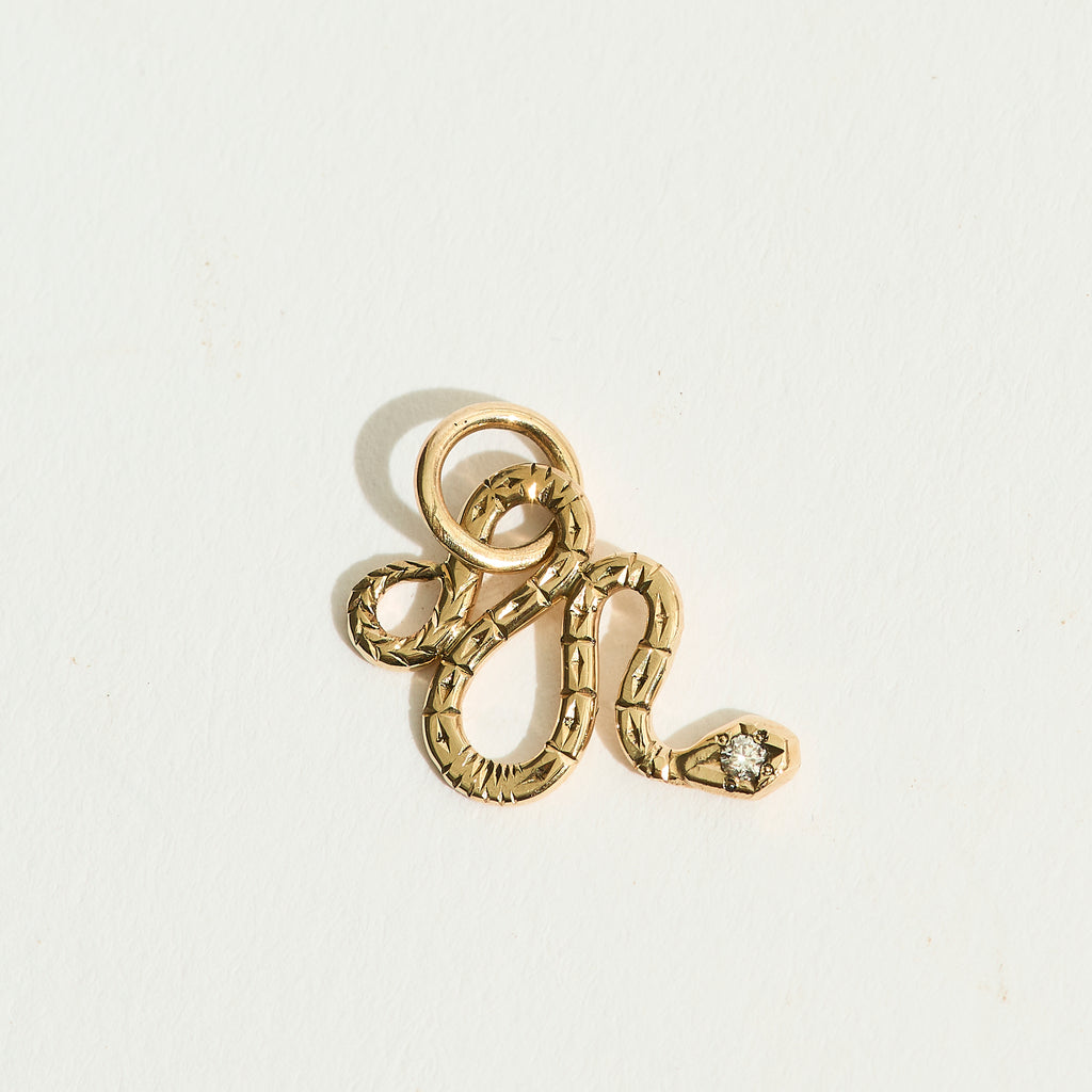 14k Diamond Engraved Snake
