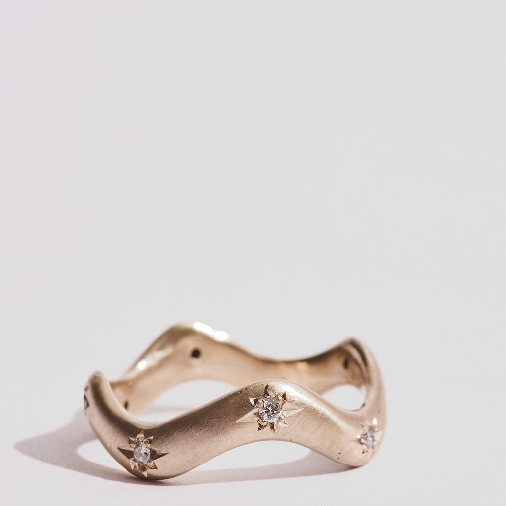 Diamond Starburst Wave Ring