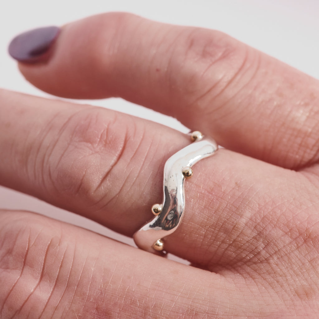 Two tone Crown Wave ring