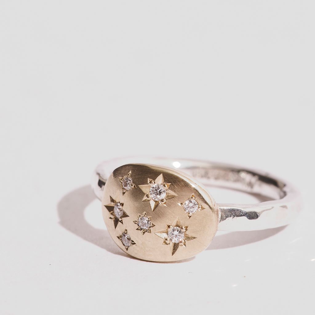 Large Diamond Starburst Pebble ring